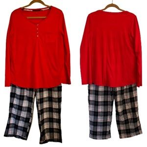 Women’s Cuddl / Cuddle Duds Pjs Red Plaid Pajamas Sz M Comfortable cotton blend